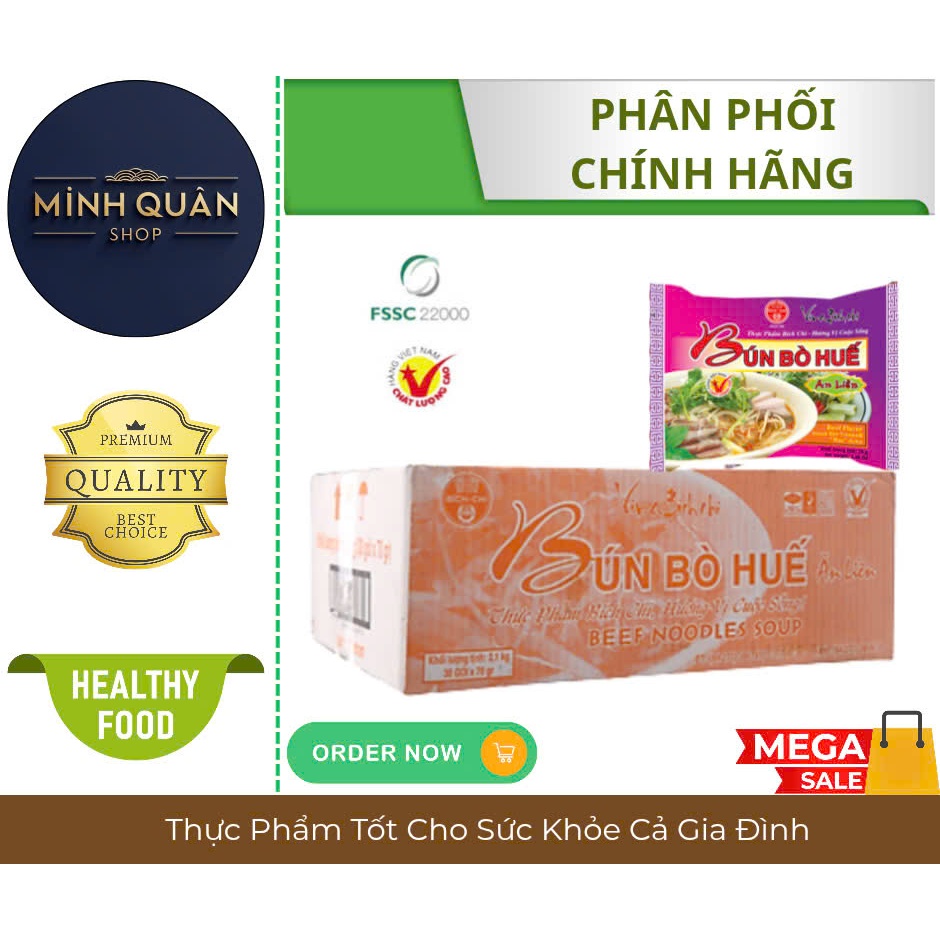 Bún BÒ HUẾ  Ăn Liền Bích Chi Gói 70g