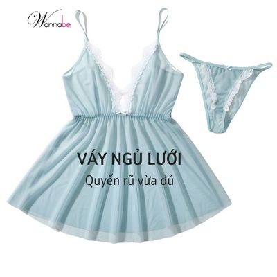 Váy ngủ lưới sexy WANNABE đầm ngủ trong suốt giúp bạn gái khéo khoe thân hình quyến rũ DNC13