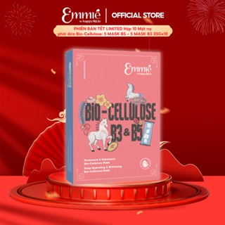  PHIÊN BẢN TẾT LIMITED Hộp 10 mặt nạ sinh học phôi dừa Bio Cellulose: 5 mask B5 + 5 mask B3 25gx10 Emmie by Happyskin 