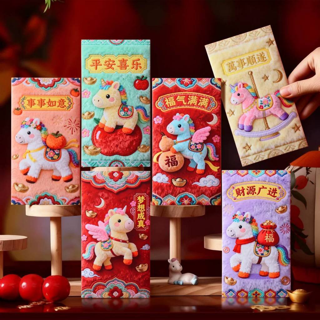 combo bao lì xì tết hình con Ngựa, bao lì xì 3d 4d 5d tết 2026 Nguyễn Gia group Cao Đạt q5