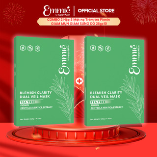  COMBO 2 Hộp 5 Mặt nạ Tràm trà Pionin giúp Giảm mụn giảm sưng đỏ 25gx10 Emmie by Happyskin 