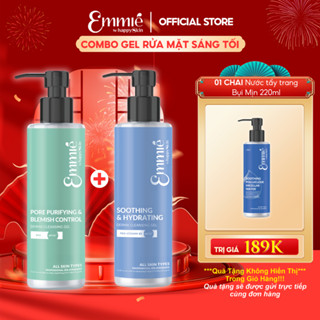  COMBO 2 Gel rửa mặt sáng tối: 1 Gel BHA + 1 Gel B5 180mlx2 TẶNG 1 Nước tẩy trang 220ml Emmie by HappySkin 