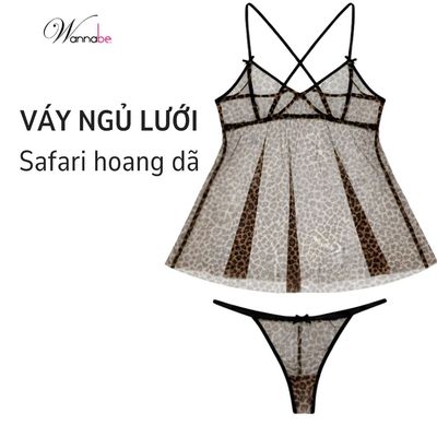 Đầm ngủ WANNABE váy ngủ lưới trong suốt sexy tặng kèm quần đồng bộ khoe thân hình gợi cảm DNC15
