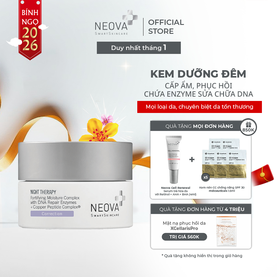 Kem dưỡng ẩm, phục hồi da ban đêm Neova Night Therapy 50ml