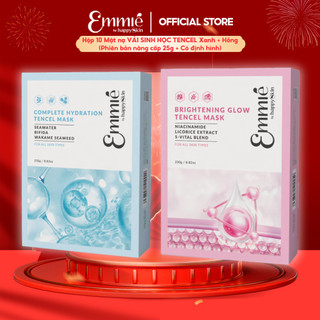   PHIÊN BẢN NÂNG CẤP  Hộp 10 Mặt nạ Vải Sinh học Tencel 25gx10  Phiên bản nâng cấp 25g + Có định hình  Emmie by HappySkin 