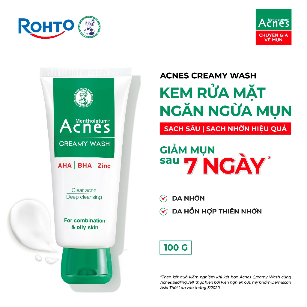 Sữa rửa mặt ngăn ngừa mụn Acnes Creamy Wash 100g
