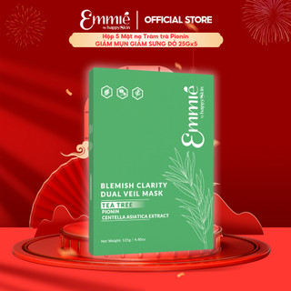  Hộp 5 Mặt nạ Tràm trà Pionin Giảm mụn giảm sưng đỏ cho da dầu mụn Blemish Clarity Dual Veil Mask25gx5 Emmie by HappySkin 