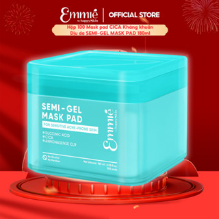  Hộp Mặt nạ 100 Miếng pad CICA Kháng khuẩn Dịu da SEMI-GEL MASK PAD FOR SENSITVE ACNE-PRONE SKIN 180ml Emmie by HappySkin 