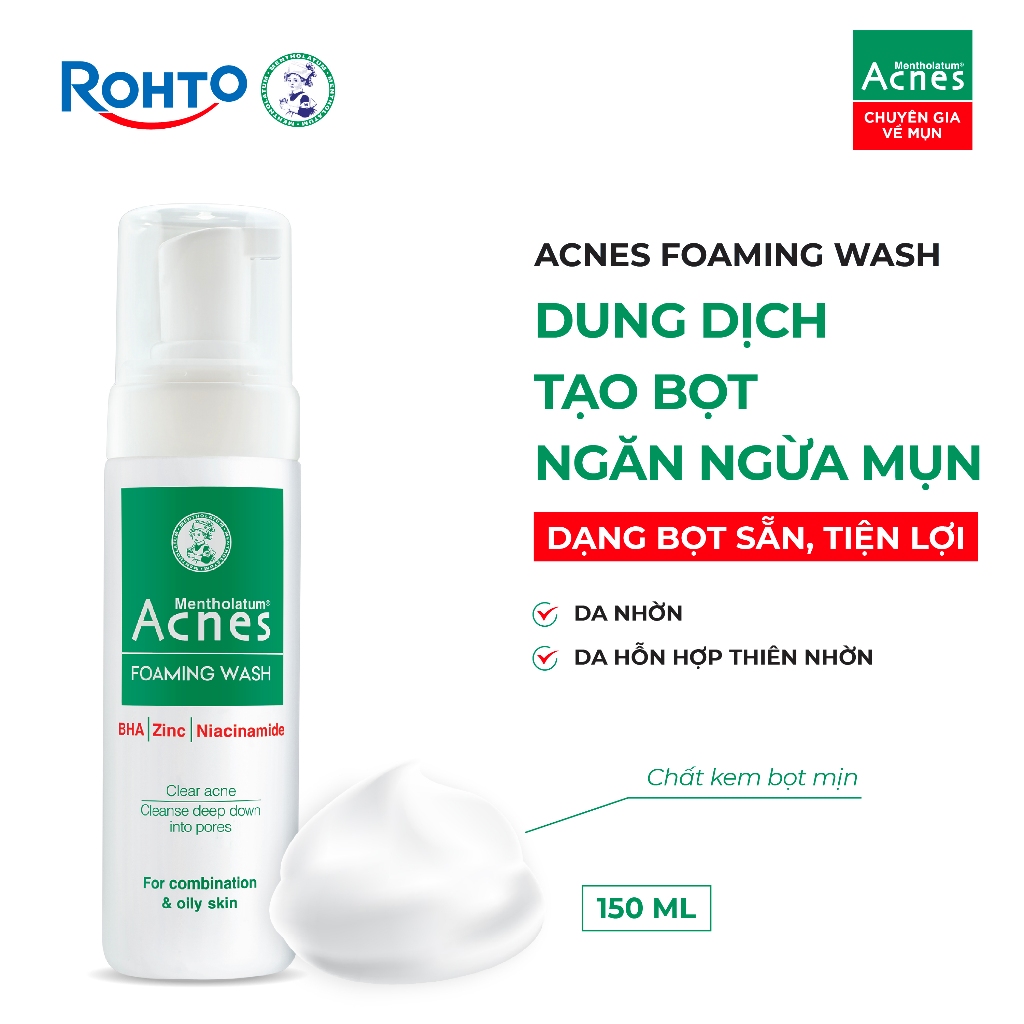 Sữa rửa mặt tạo bọt ngăn ngừa mụn Acnes Foaming Wash 150ml
