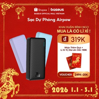   HCM Hoả tốc  Baseus Sạc Dự Phòng Airpow 20000mAh 10000mAh Sạc Nhanh 20W Với Pin Lithium Polymer 