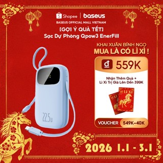   CCC  Sạc dự phòng Baseus Qpow3 20000mAh 10000mAh PD22.5W Màn Số LED Cáp Kép Sạc Nhanh 2 Thiết Bị Nhỏ Gọn Bỏ Túi 