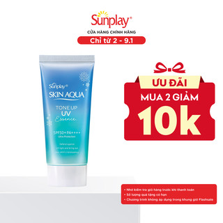  Kem chống nắng nâng tông cho da vàng ấm khuyết điểm đỏ Sunplay Skin Aqua Tone Up UV Essence Blue SPF 50+ PA++++ 50g 