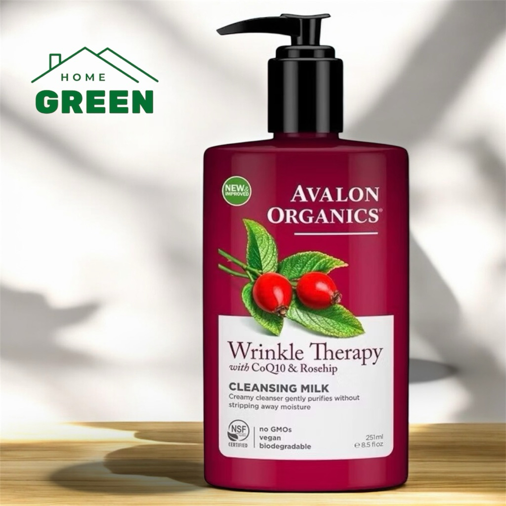 Sữa Rửa Mặt Hữu Cơ Avalon Organics Wrinkle Therapy Cleansing Milk Ngăn Ngừa Lão Hóa Chai 251ml