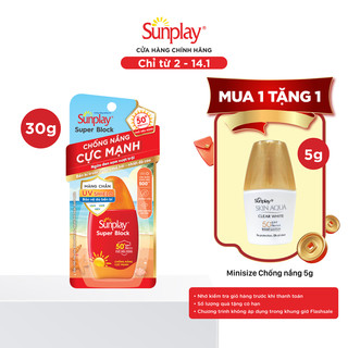  Kem chống nắng Sunplay cực mạnh ngừa đen sạm da hiệu quả dạng sữa Sunplay Super Block SPF 50+ PA++++ 30g 