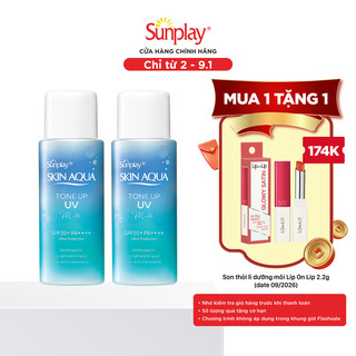   VB  Combo 2 Sữa chống nắng nâng tông cho da vàng có sắc đỏ Sunplay Skin Aqua Tone Up UV Milk Blue SPF 50+ PA++++ 50g 