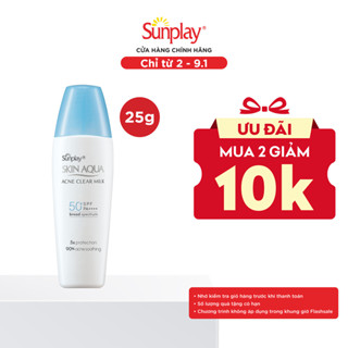 Kem chống nắng Skin Aqua cho da mụn,dạng sữa dùng hàng ngày Sunplay Skin Aqua Acne Clear Eco Việt Nam SPF 50,PA++++ 25g  