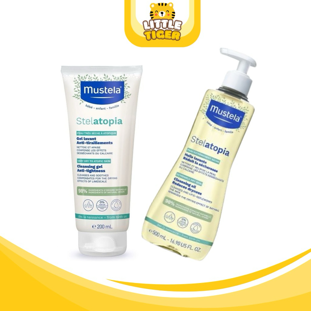 (Da chàm) - Dầu tắm / Sữa tắm gội Cho Trẻ Sơ Sinh & Em Bé Da Chàm Thể Tạng Mustela Stelatopia Cleans