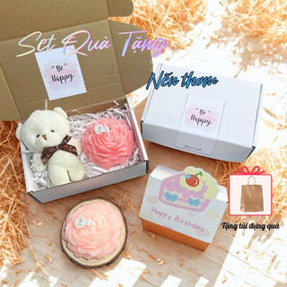  Set nến thơm quà tặng hoa mẫu đơn kèm móc khóa gấu làm quà tặng người thân bạn bè người yêu 