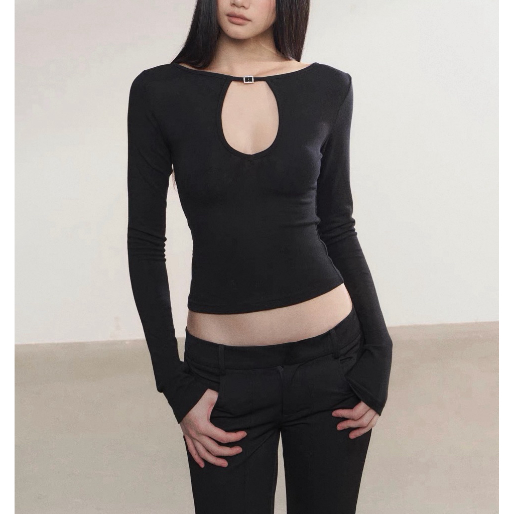 LASSIE BIGSIZE| Áo croptop khoét ngực có khoá gài - KIRA TOP