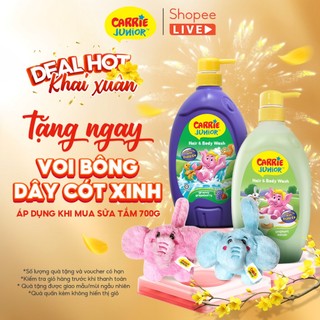   Tặng Voi dây cót  Chai Sữa Tắm Gội cho bé Carrie Junior thiên nhiên TÍM   Yoghurt   700g   280g   - Live 