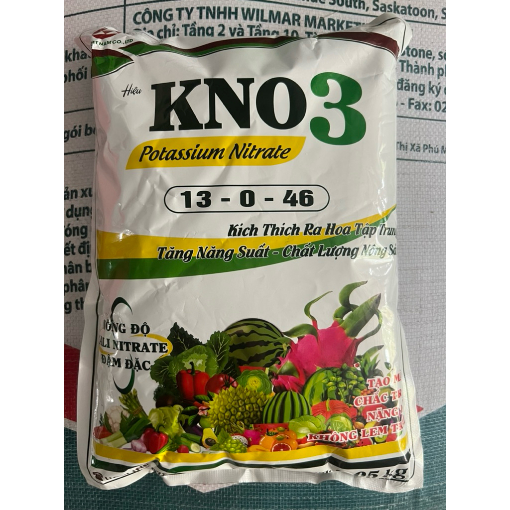 GÓI 2kg KNO3 (13-0-46) phân bón Kali Nitrat (Kali trắng) bón nuôi lớn trái, giúp ra hoa tập trung, t