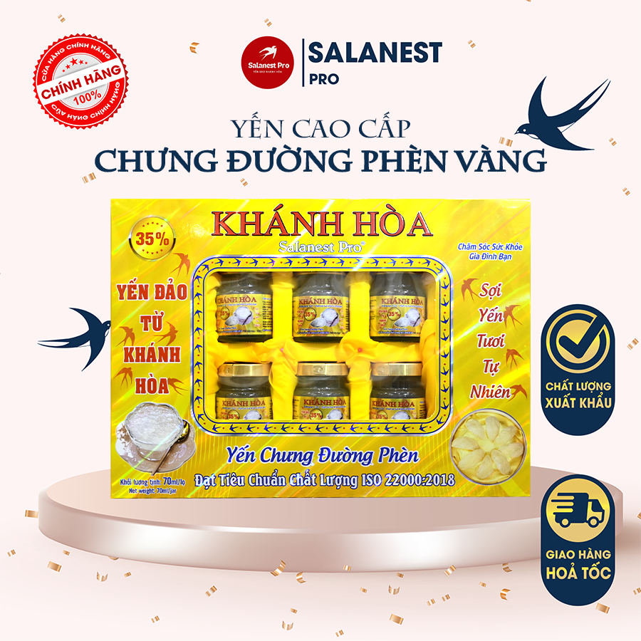 Nước Yến Sào Khánh Hoà 35% Tổ Yến - Chưng Đường Phèn Vàng