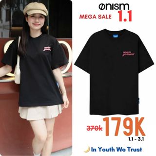  Áo thun unisex Onism Stu basic đen V2  - cotton 240gsm  áo phông trơn cổ tròn in nổi cá tính 