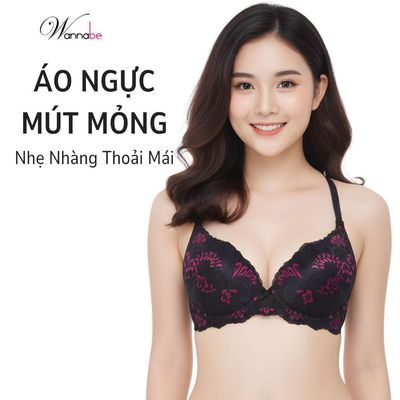 Áo ngực WANNABE áo chíp ren mút mỏng không gọng nâng bằng lưới giúp bạn thoải mái suốt cả ngày ANR19