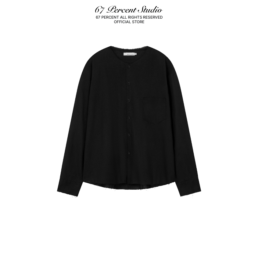 Áo Sơ Mi Tay Dài Phong Cách Đường Phố Màu Đen 67PERCENT/67% - LINEN LONGSLEEVES SHIRT