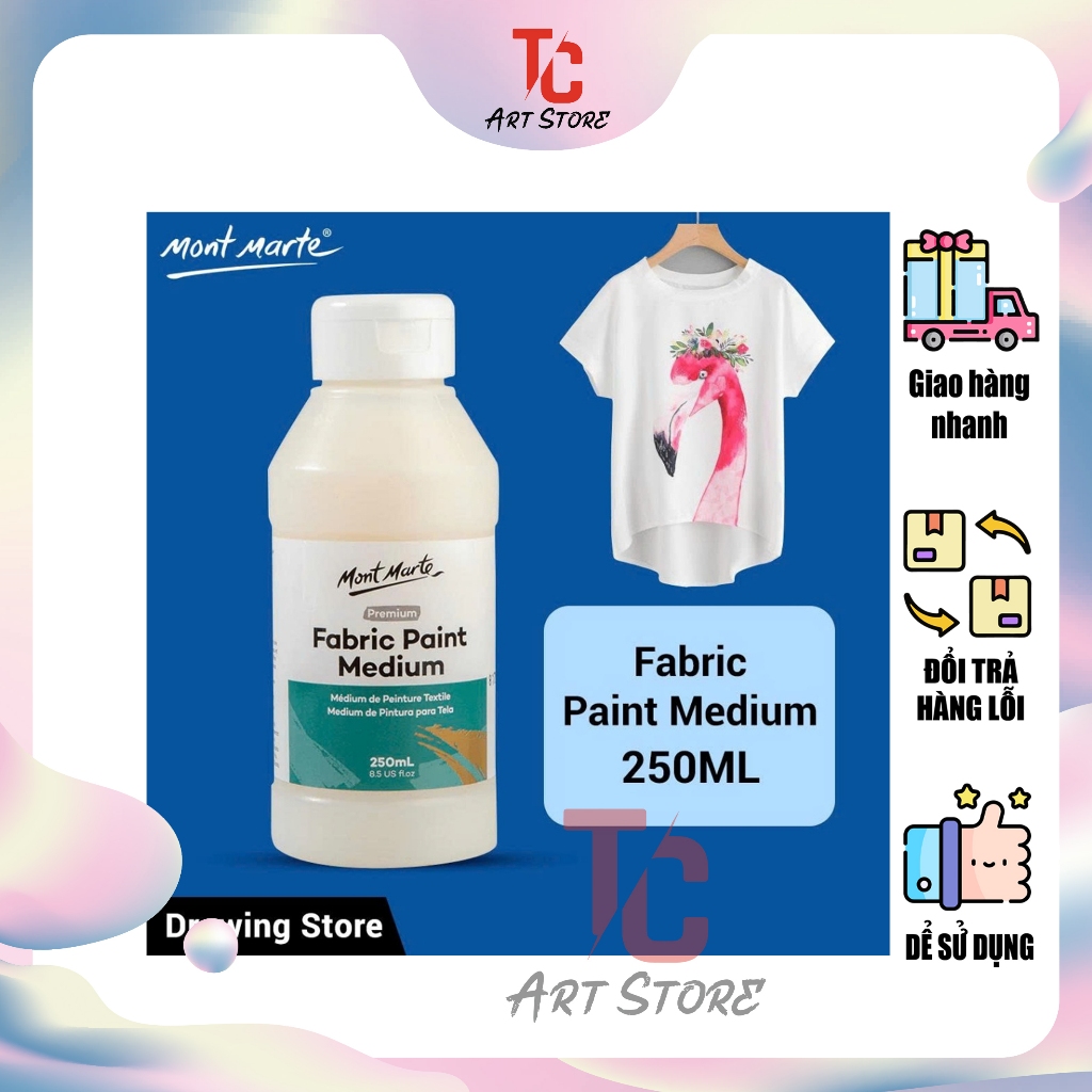 Dung Dịch Pha Màu Vẽ Vải Mont Marte Fabric Paint Medium (250ml) - Vẽ Tranh Trên Áo, Giày, Vải Canvas
