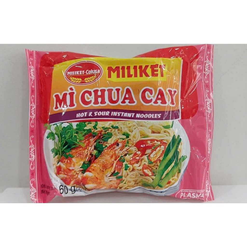 Thùng 30 gói Mì Miliket chua cay 60gram