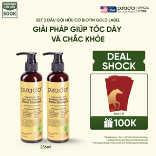   Deal Shock  Set 2 dầu gội hữu cơ hỗ trợ giảm rụng tóc mọc tóc Biotin Pura D'or Original Gold Label - 236ml 