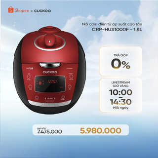  Nồi cơm điện tử áp suất cao tần Cuckoo 1.8 lít CRP-HUS1000F màu đỏ- lòng nồi chống dính cao cấp phủ Xwall Black 