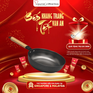  Chảo gang đúc công nghệ mới La gourmet NitriganTM 24cm lòng sâu dùng được bếp từ không phủ chống dính tốt cho sức khỏe 