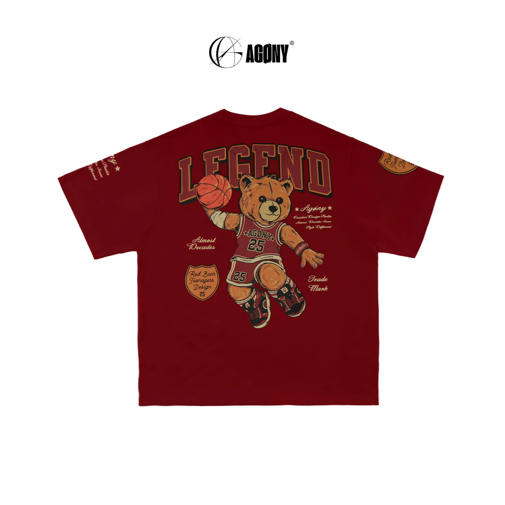 Áo Thun Gấu Basketball Bear LEGEND Đỏ Đô - Agony Story