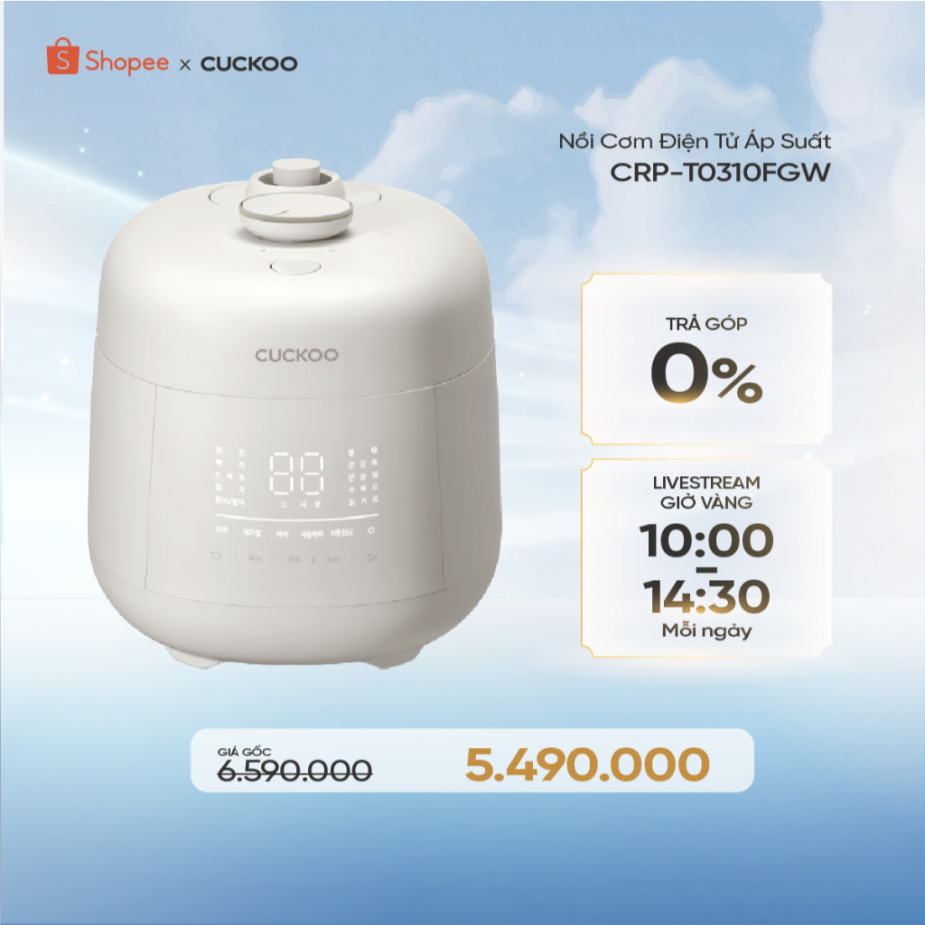 Nồi Cơm Điện Tử Áp Suất Cuckoo 0.54L CRP-T0310FGW -Phiên bản nội địa, sử dụng Tiếng Hàn - Hàng chính