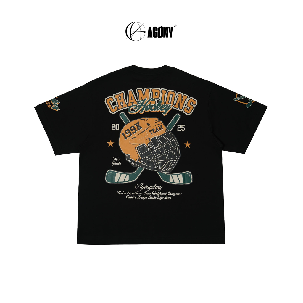 Áo Thun Champions Hockey 199X Team Cotton Đen - Agony Story