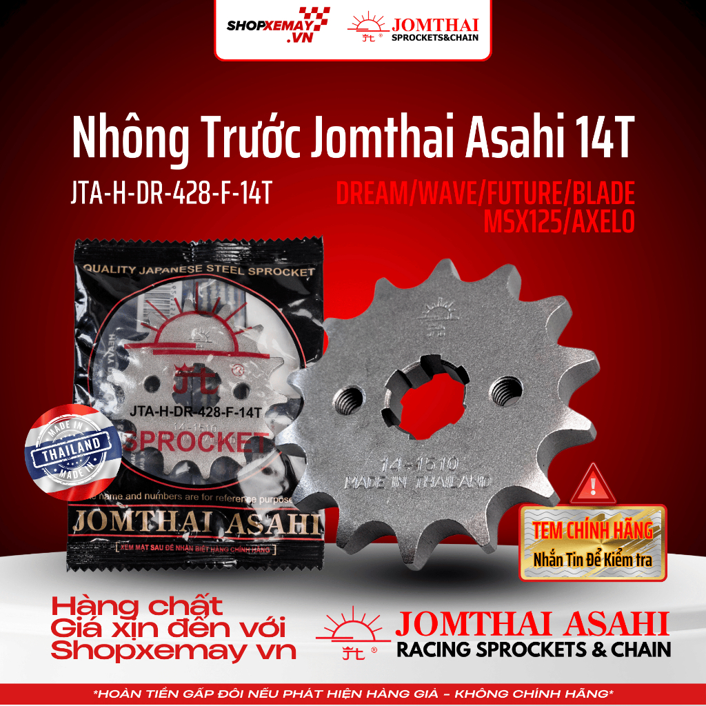 [Made in Thailand] Nhông Trước Mặt Trời Jomthai Asahi 428 Thép Nhật Bản 100% | Tem Chính Hãng | SHOP