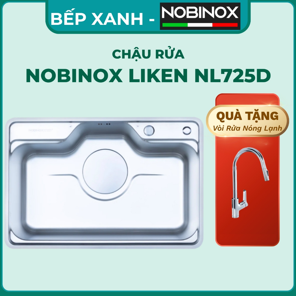 CHẬU RỬA BÁT NOBINOX LIKEN NL725D, Bảo hành 10 năm, NOBINOX LIKEN NL725D 80x50x22cm