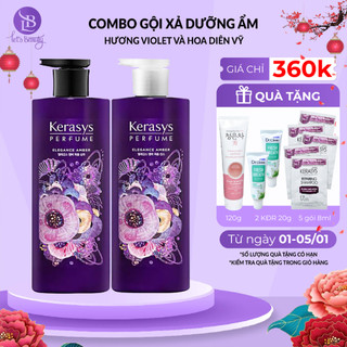  Cặp dầu gội xả nước hoa Kerasys Elegance Amber Hàn Quốc hương Violet hoa Diên Vỹ tăng cường dưỡng ẩm 