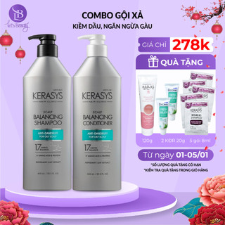 Cặp dầu gội xả Kerasys Scalp Hàn Quốc kiềm dầu ngăn ngừa gàu làm sạch sâu dành cho mọi loại tóc 