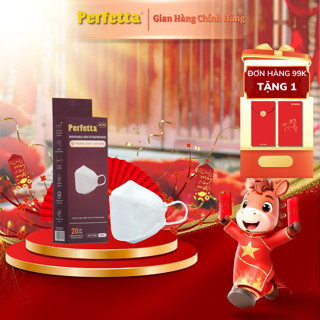  Khẩu Trang Perfetta KF94 20 Cái Hộp - Đệm Mút Êm Ái 3 Lớp Mềm Mại Đóng Gói Từng Cái 