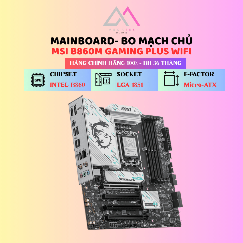 Mainboard MSI B860M GAMING PLUS WIFI (Intel B860, LGA 1851, mATX, 4×DDR5) - Hàng chính hãng - BH 36 