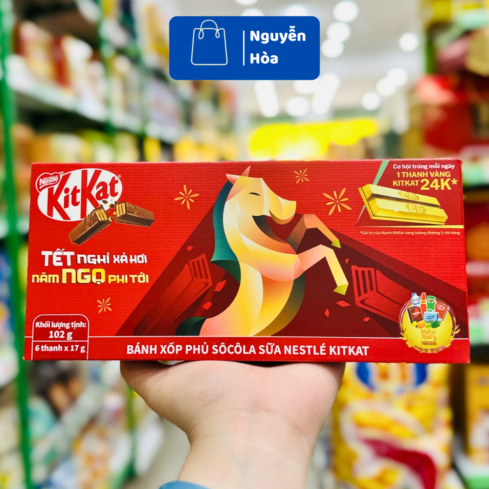 [MẪU TẾT]Hộp Bánh Xốp Phủ Socola Nestlé KitKat ĐỦ VỊ - Quà Biếu Tặng Tết Cao Cấp/Ăn Vặt Chính Hãng D