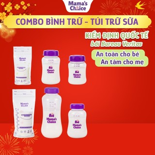  Combo Bình Trữ Sữa và Túi Trữ Sữa Mama’s Choice Bảo Quản và Đựng Sữa Mẹ Kiểm Định An Toàn Quốc Tế Bureau Veritas 