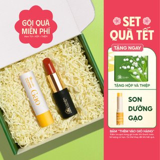   Hộp Quà Tặng  Bộ Đôi Môi Xinh Trang Điểm Gồm Son Màu & Son Dưỡng Cỏ Mềm 