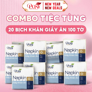  POSY - XÀI THẢ GA - THÙNG 20 Gói giấy ăn Posy,100 tờ kt 330x330mm siêu dai siêu mềm họa tiết 3D,người bạn cho mọi nhà 