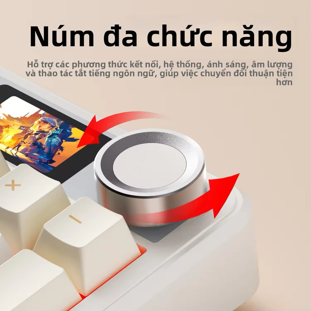 Bàn phím cơ AULA F108 Pro  Fullsize- 3 Mode, Hotswap, RGB, Màn hình thông minh, Núm xoay tiện lợi | BigBuy360 - bigbuy360.vn