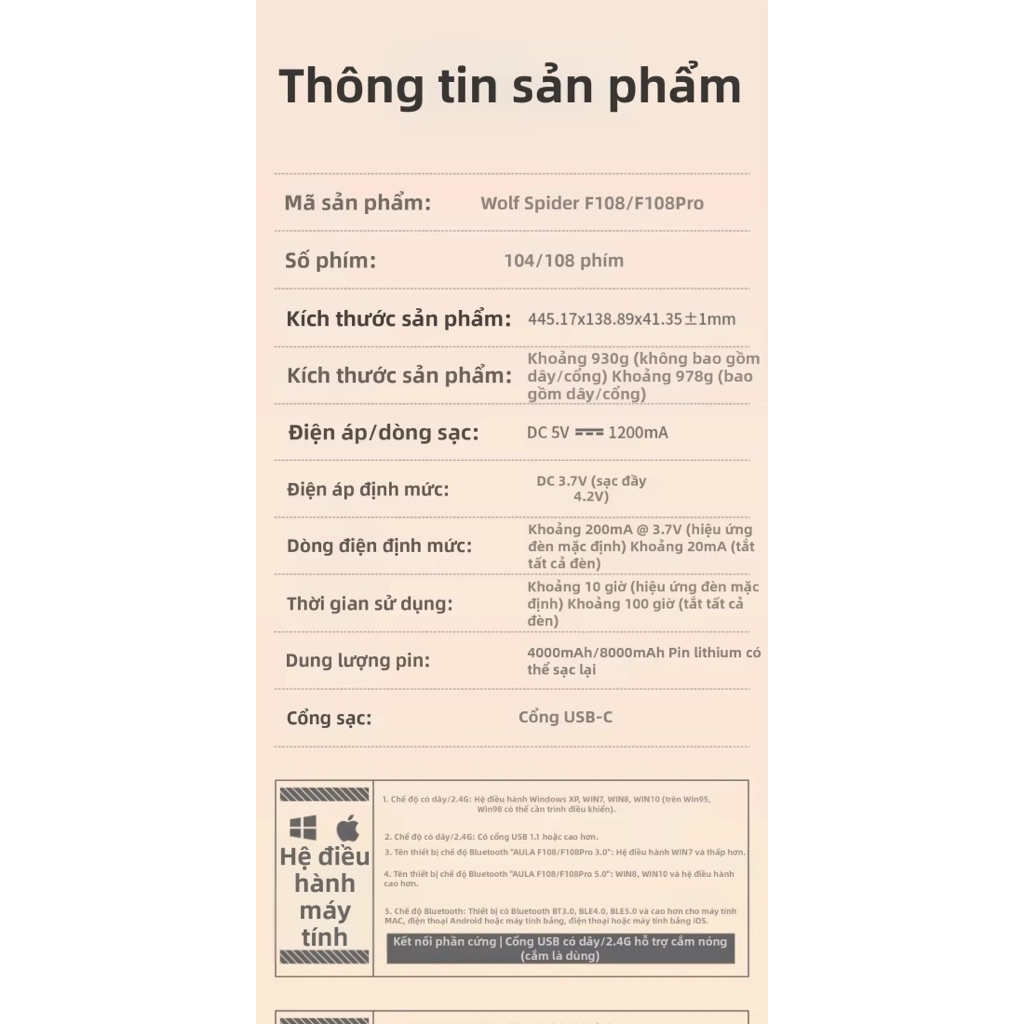 Bàn phím cơ AULA F108 Pro  Fullsize- 3 Mode, Hotswap, RGB, Màn hình thông minh, Núm xoay tiện lợi | BigBuy360 - bigbuy360.vn