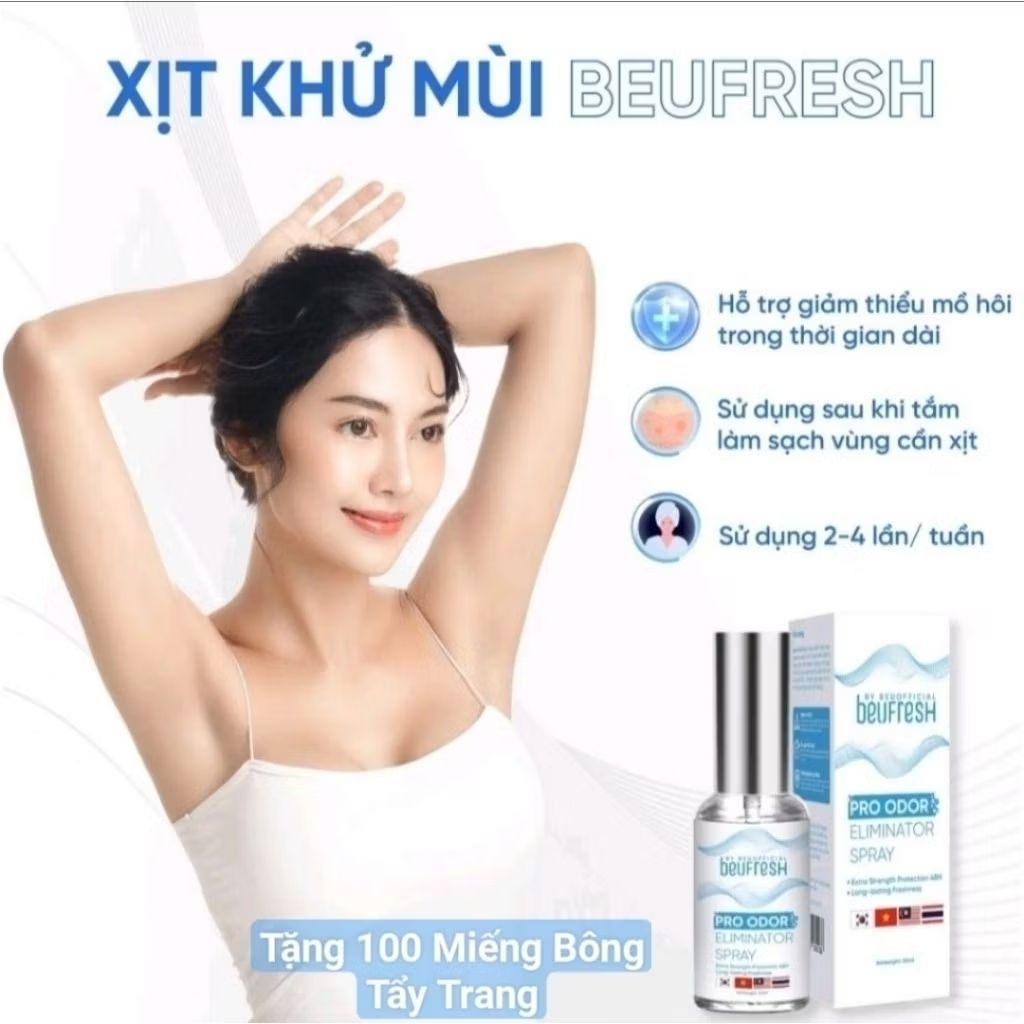 BEUFRESH Xịt Khử Mùi Ngăn Mồ Hôi Toàn Thân 30ml Dạng Lỏng Unisex Công Nghệ Nano Tự Nhiên